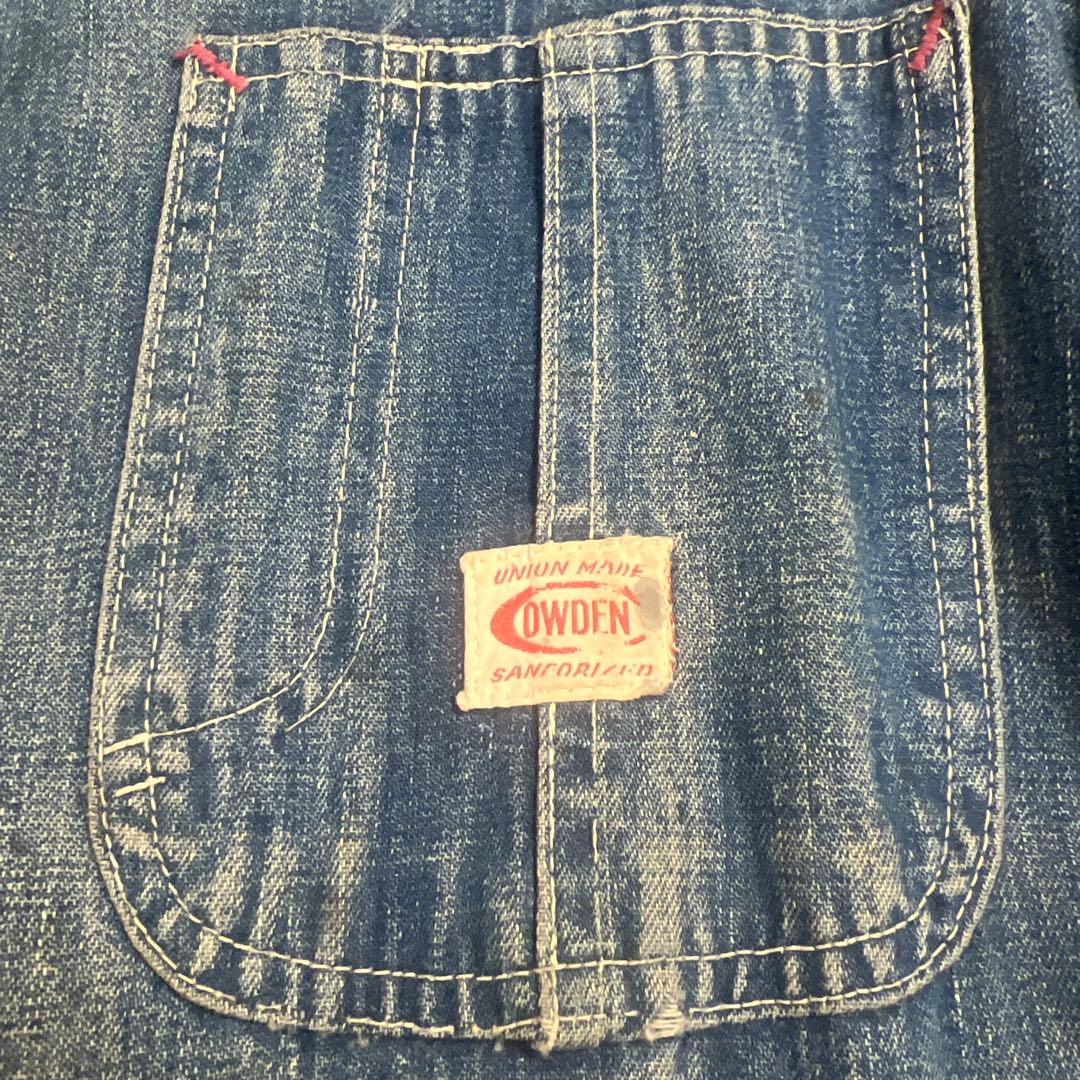 y*1様 COWDEN30〜40'sカバーオール 大戦、月桂樹ドーナツボタン(ワ