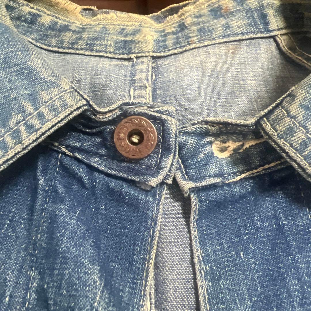 y*1様 COWDEN30〜40'sカバーオール 大戦、月桂樹ドーナツボタン(ワ