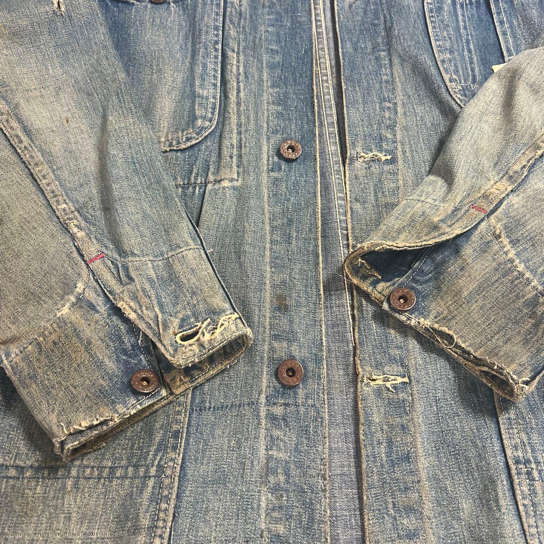 y*1様 COWDEN30〜40'sカバーオール 大戦、月桂樹ドーナツボタン(ワ