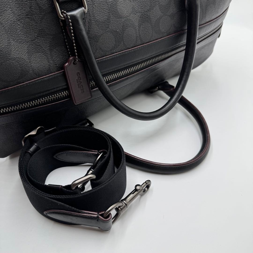 極美品✨コーチ ボストンバッグ トレッカー 2way シグネチャー レザー 黒