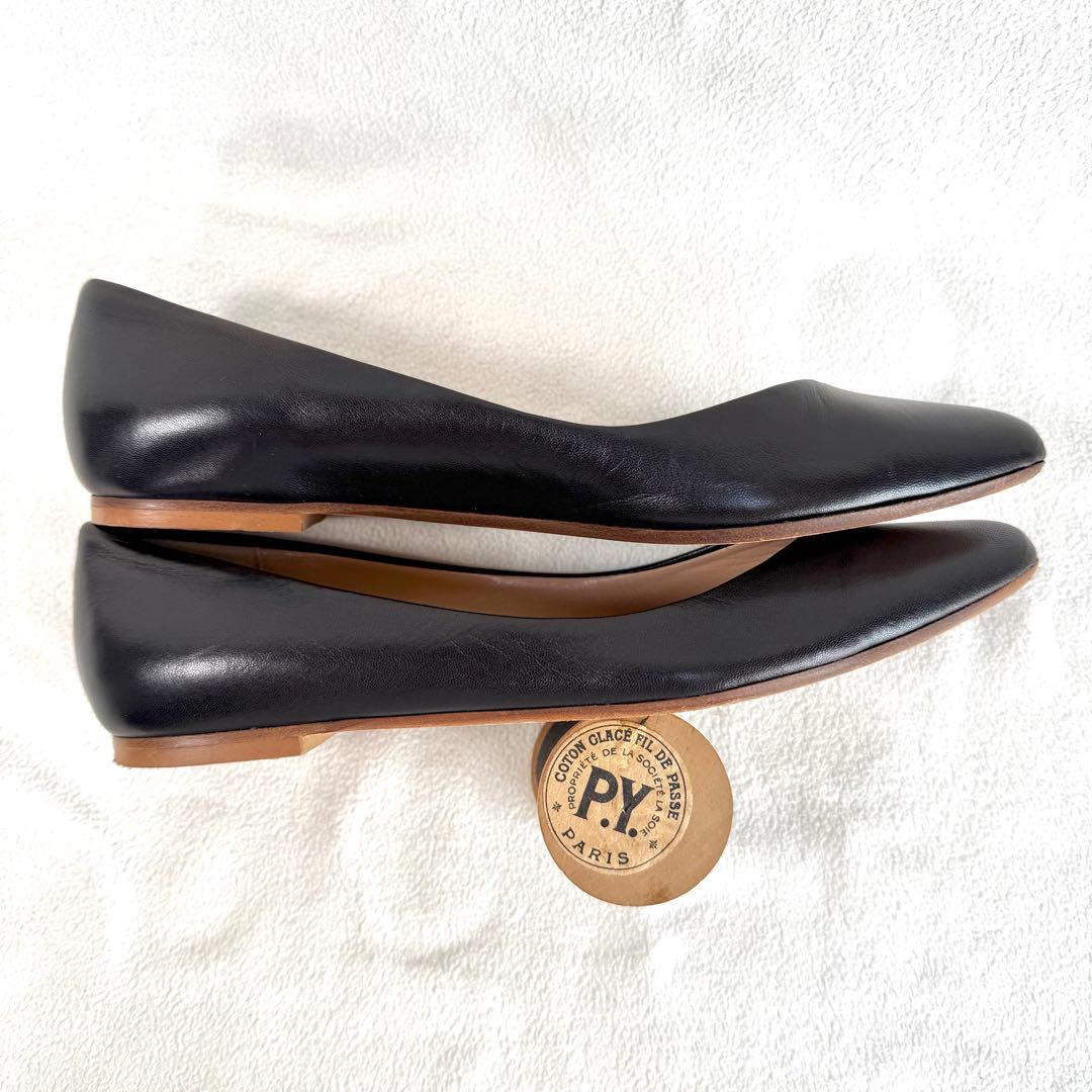 極美品✨ファビオルスコーニ Vカット フラット ポインテッドトゥ レザー