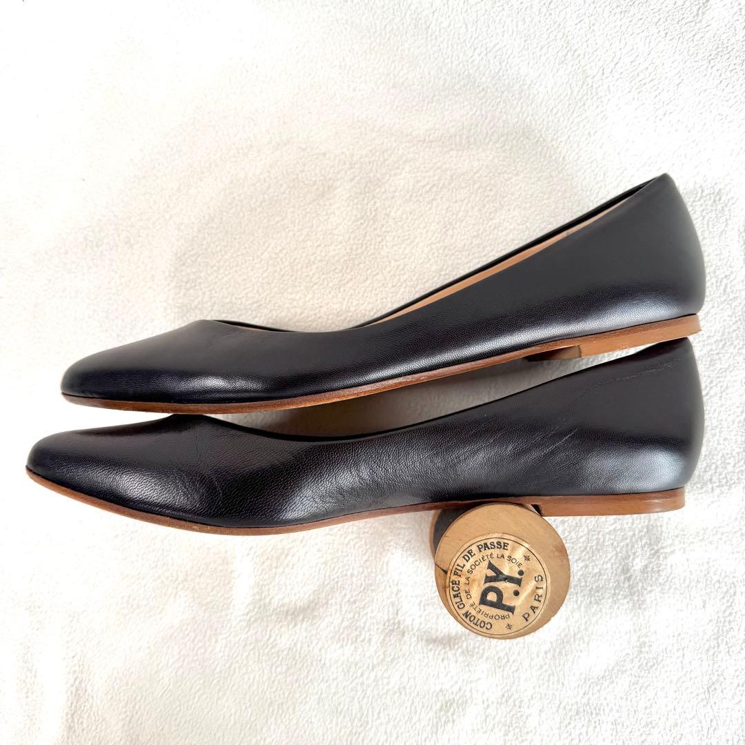 極美品✨ファビオルスコーニ Vカット フラット ポインテッドトゥ レザー