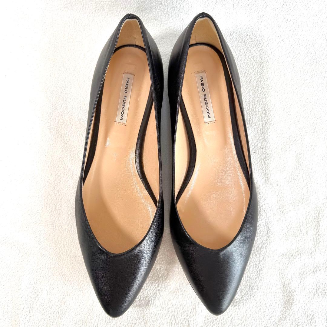 極美品✨ファビオルスコーニ Vカット フラット ポインテッドトゥ レザー
