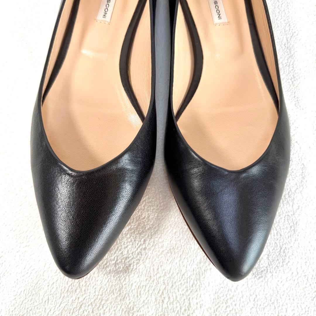 極美品✨ファビオルスコーニ Vカット フラット ポインテッドトゥ レザー