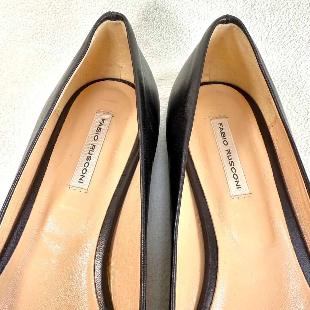 極美品✨ファビオルスコーニ Vカット フラット ポインテッドトゥ レザー