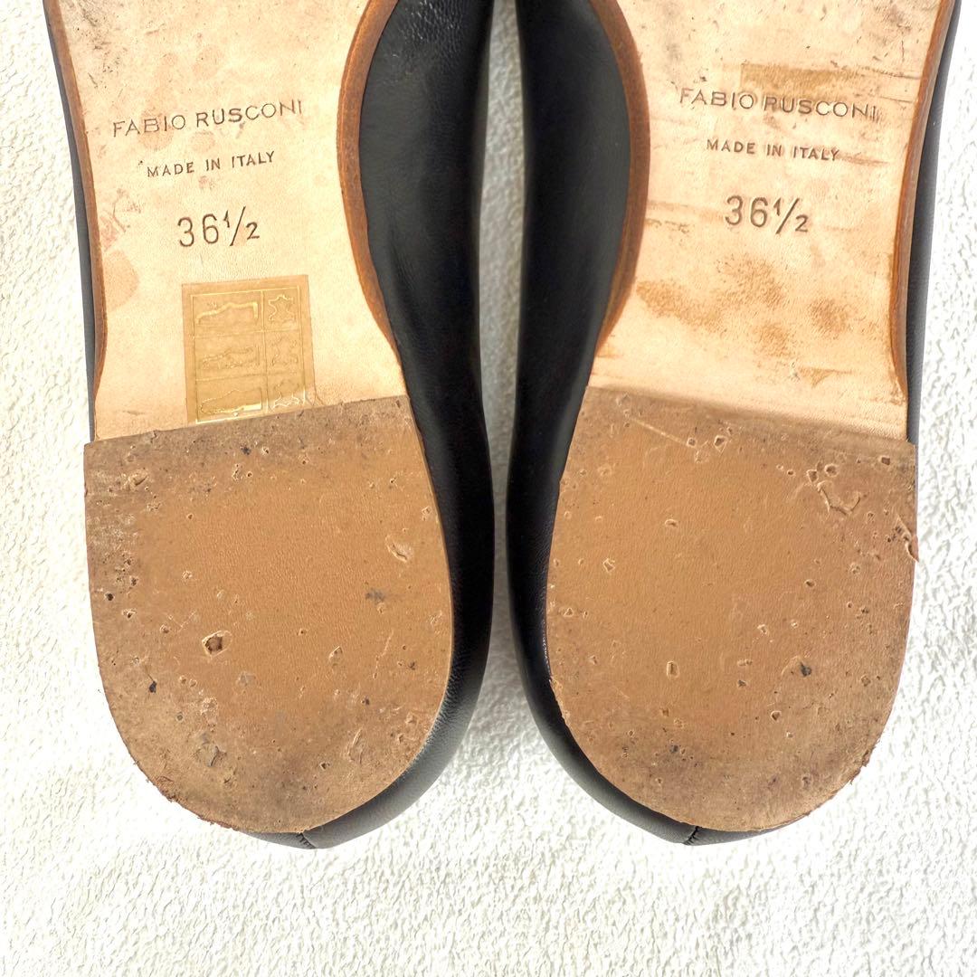 極美品✨ファビオルスコーニ Vカット フラット ポインテッドトゥ レザー