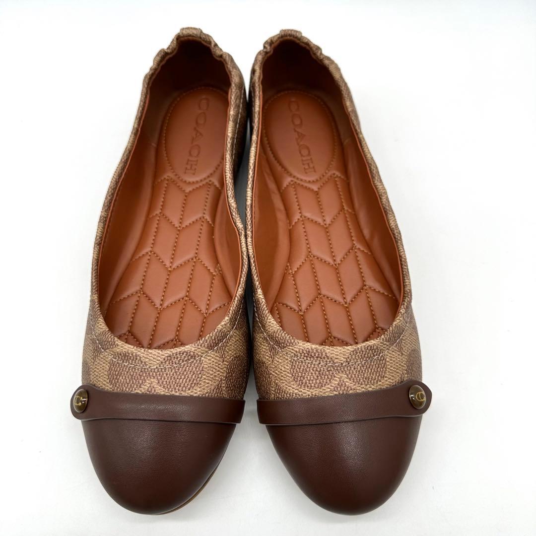 〈新品〉COACH コーチ【24.5cm】シグネチャー コンビ フラットシューズ