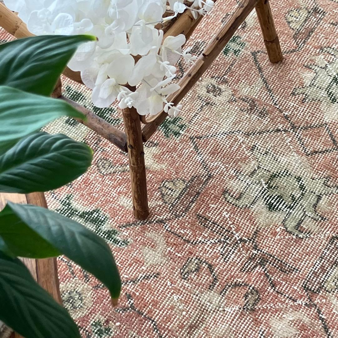 シャビーピンク✳︎120×177グリーン　ブルー　　チョコ　トルコヴィンテージラグ