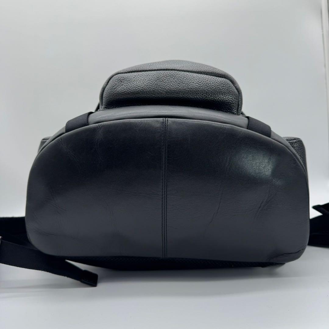 極美品✨コーチ リュック トレック A4 レザー×ナイロン 黒×銀