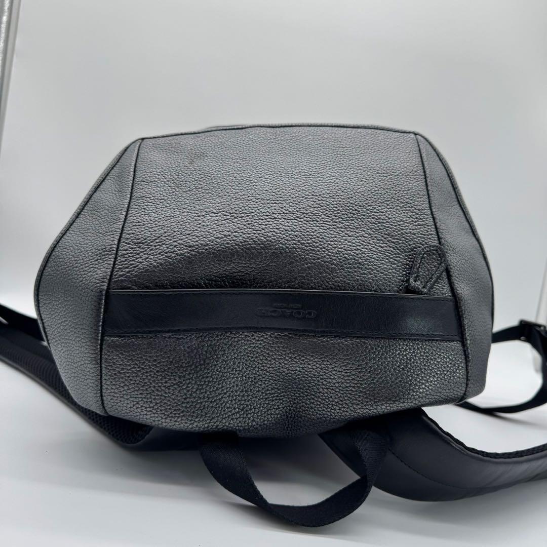 極美品✨コーチ リュック トレック A4 レザー×ナイロン 黒×銀