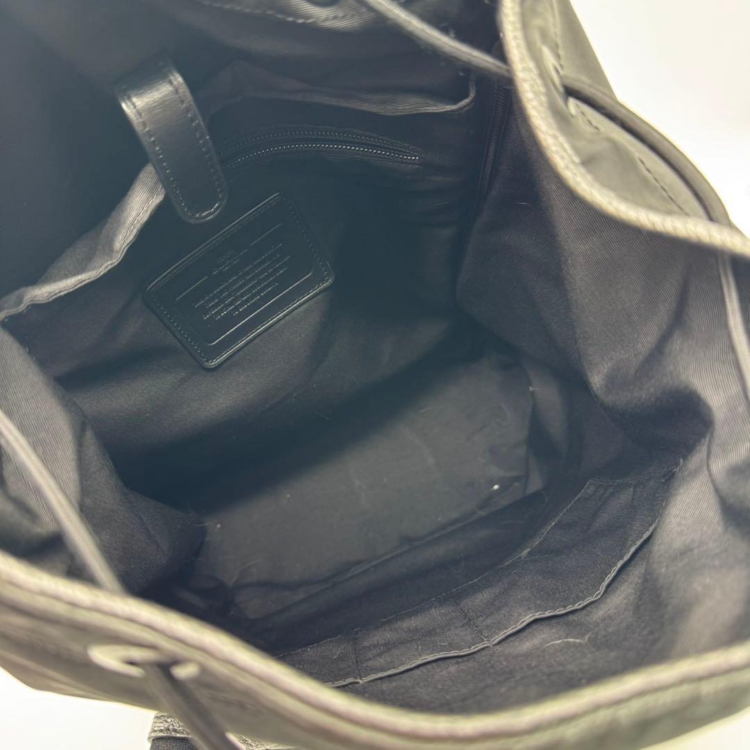 極美品✨コーチ リュック トレック A4 レザー×ナイロン 黒×銀