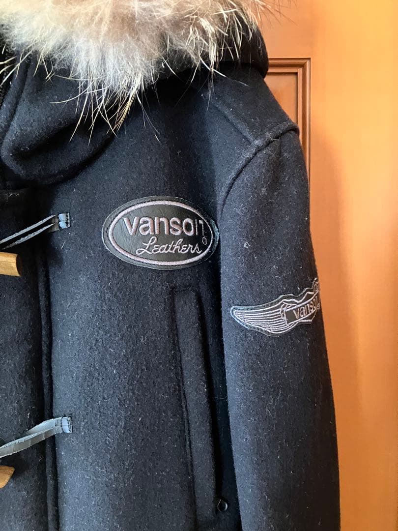 vanson ファー付きダッフルコート 黒
