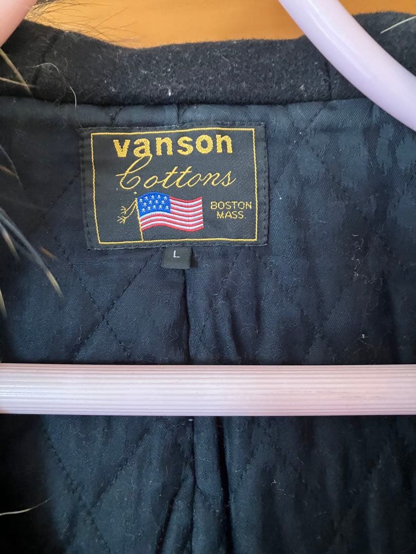 vanson ファー付きダッフルコート 黒