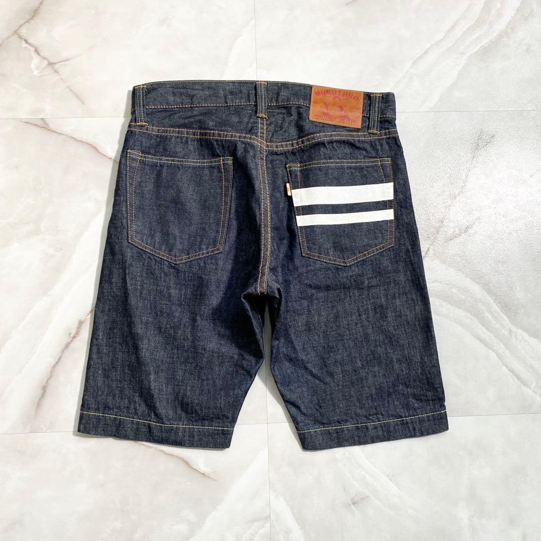 A17406 美品 桃太郎ジーンズ 出陣レーベル デニムショートパンツ W30