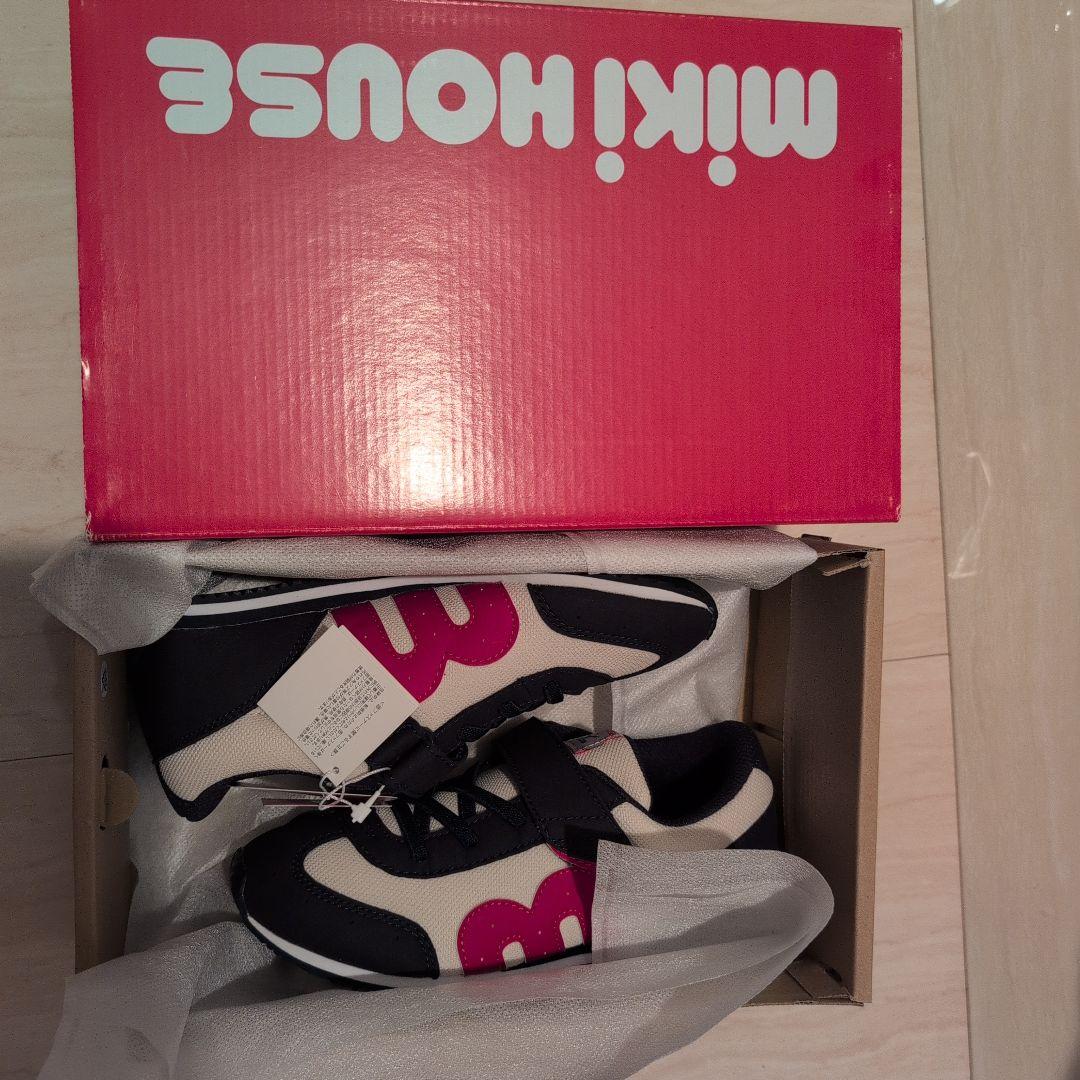 【新品】ミキハウス 21cm スニーカー ネイビー/ベージュ