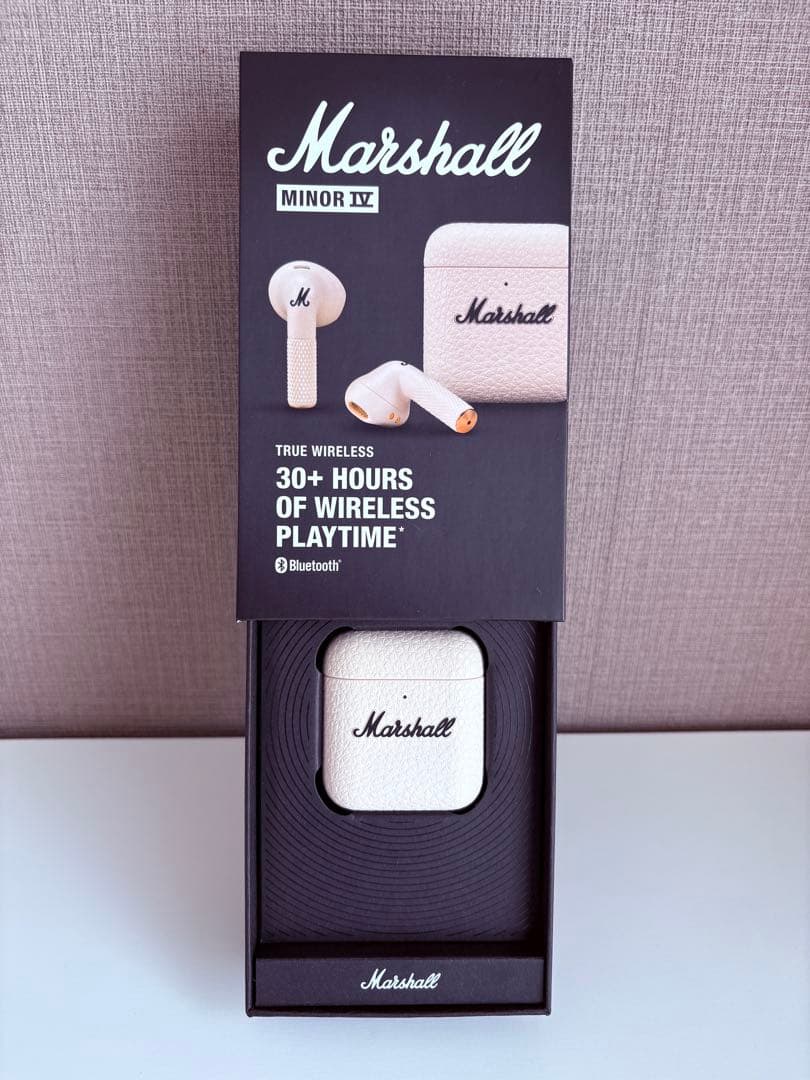 値下げ Marshall MINOR IV ワイヤレスイヤホン クリーム 箱付