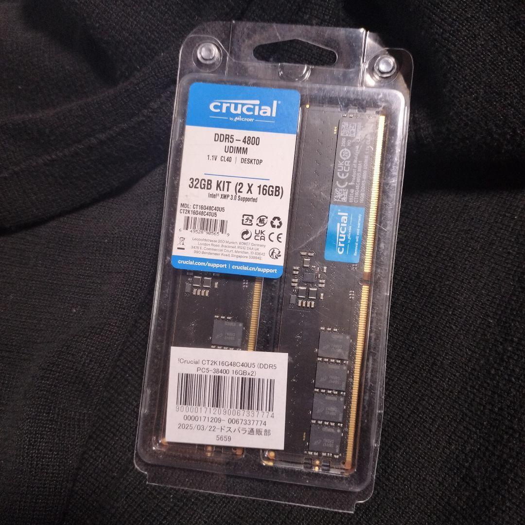 み*つ様 crucial DDR5-4800 32GB (2x16GB) メモリ