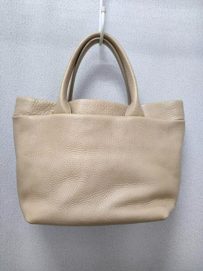 ヒロフ　レザー　ハンドバッグ　ベージュ