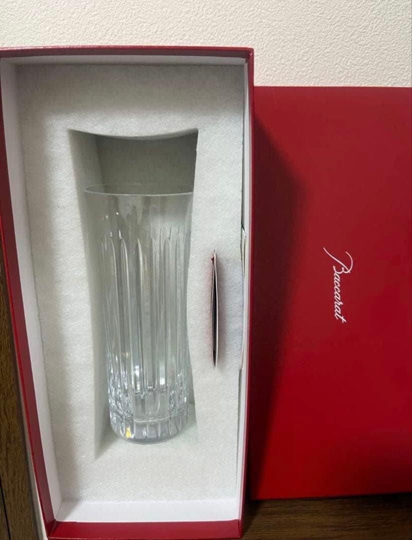 Baccarat クリスタル花瓶 ストライプデザイン