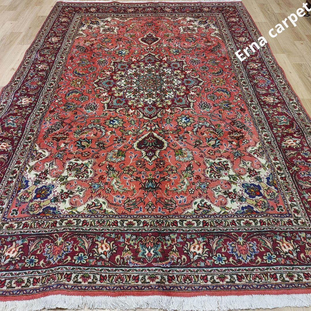 ペルシャ絨毯 302x197 手織り 美術品 タブリーズ産 クリーニング済み