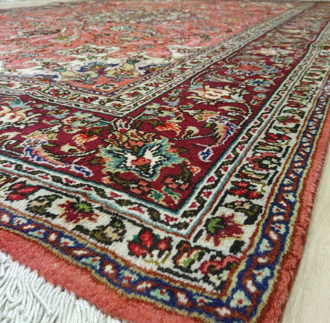 ペルシャ絨毯 302x197 手織り 美術品 タブリーズ産 クリーニング済み