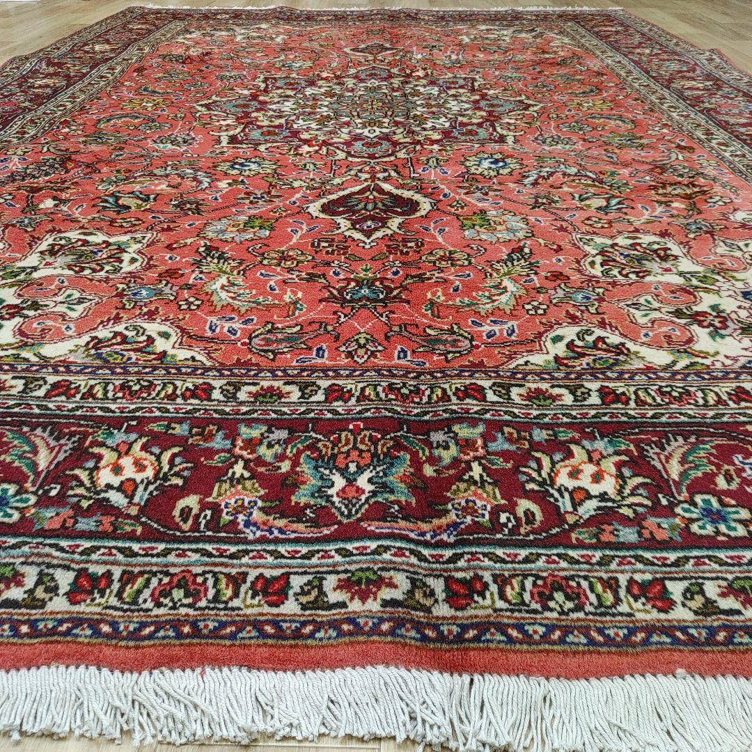 ペルシャ絨毯 302x197 手織り 美術品 タブリーズ産 クリーニング済み