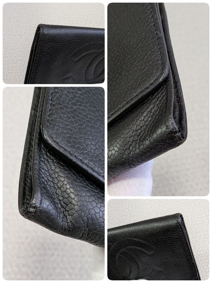 シャネル　デカココ　ミニ財布　キャビアスキン　黒　チェーンウォレット　小銭入れ