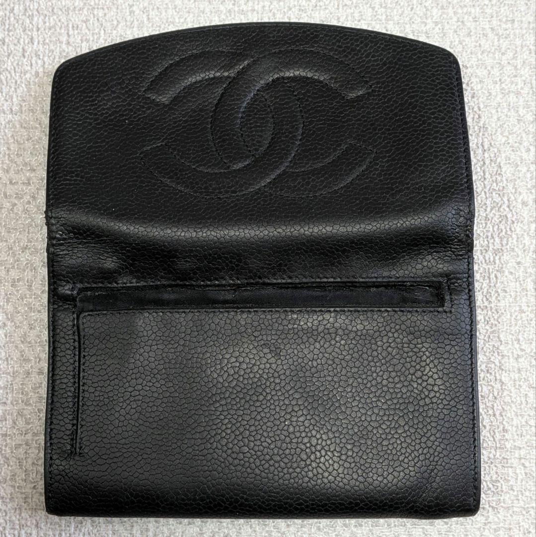 シャネル　デカココ　ミニ財布　キャビアスキン　黒　チェーンウォレット　小銭入れ