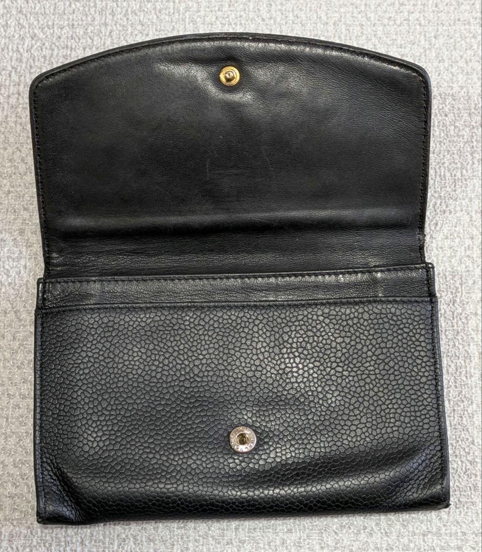 シャネル　デカココ　ミニ財布　キャビアスキン　黒　チェーンウォレット　小銭入れ