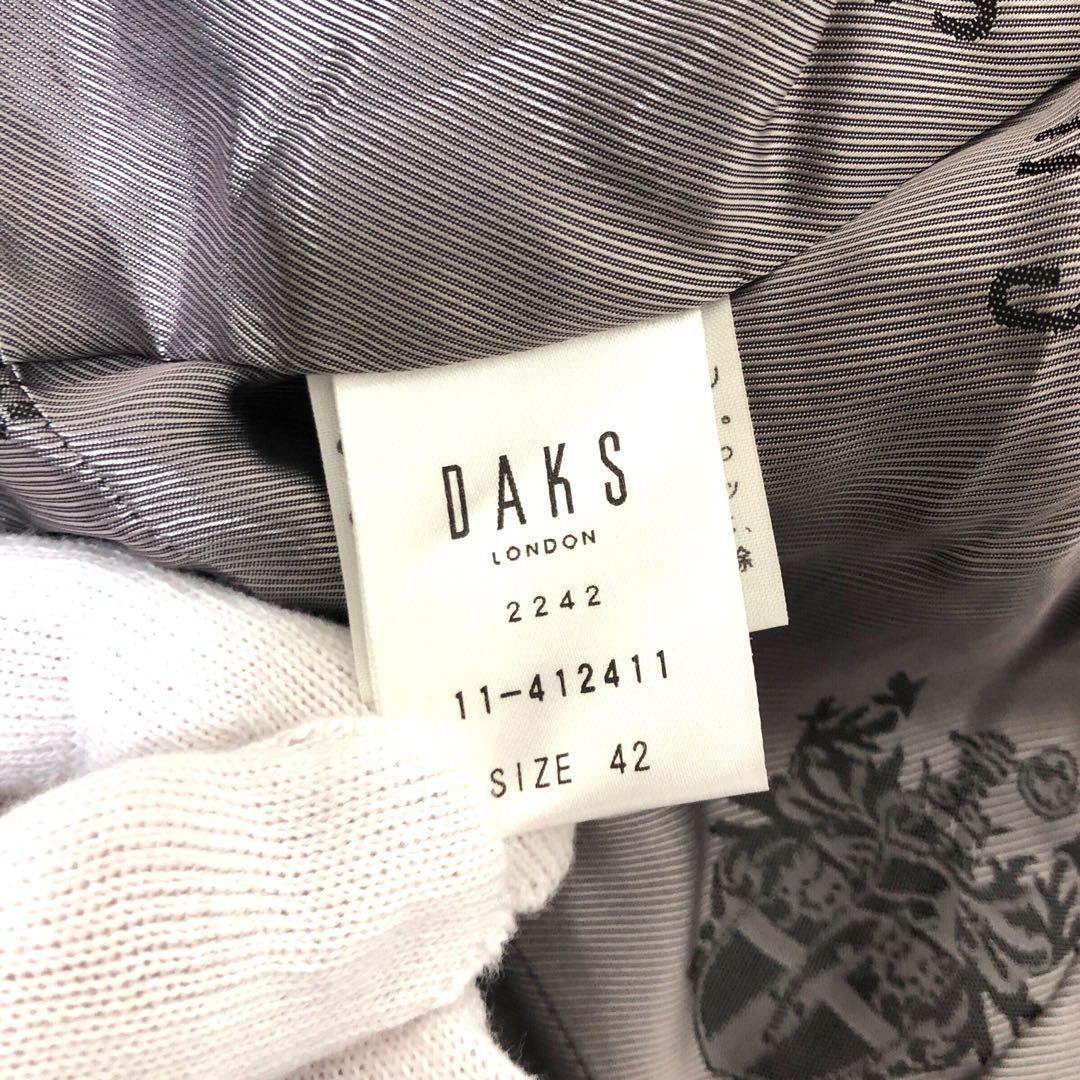 新品 DAKS ロロピアーナ ジャケット XL シルク混 紺色 丸襟 ツイード