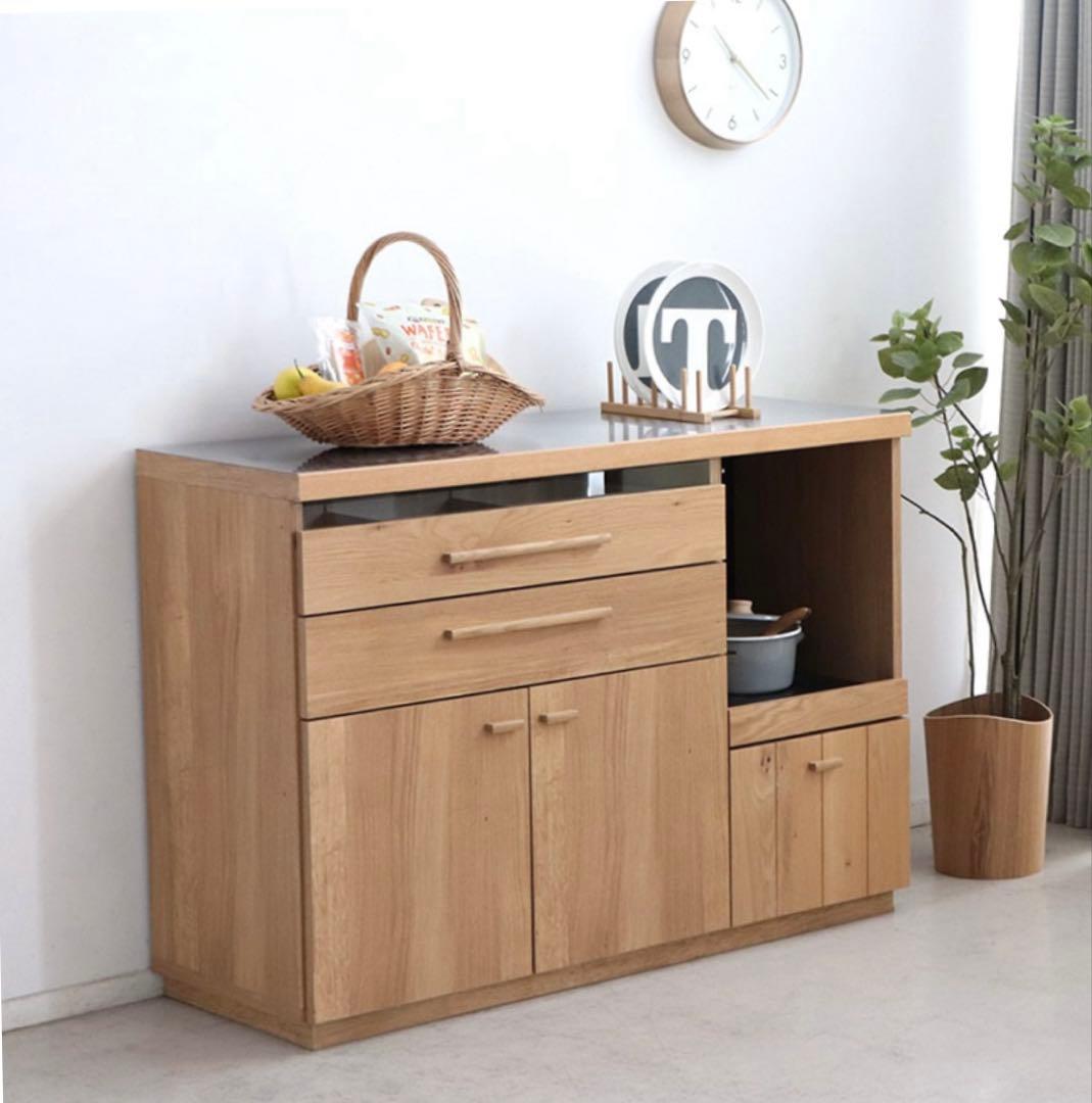 キッチンカウンター　レンジ台　収納棚　カップボード　120cm