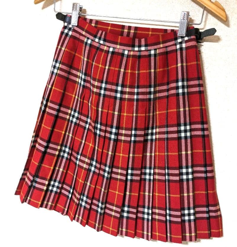 バーバリー　スカート　チェック　巻きスカート　　ラップスカート　ウール　美品