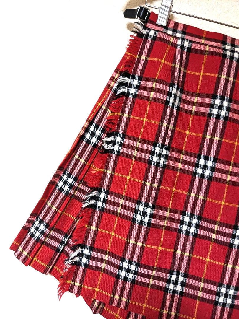 バーバリー　スカート　チェック　巻きスカート　　ラップスカート　ウール　美品
