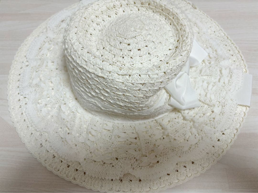 BABY♡アミィミエルボンネットハット♡オフ白