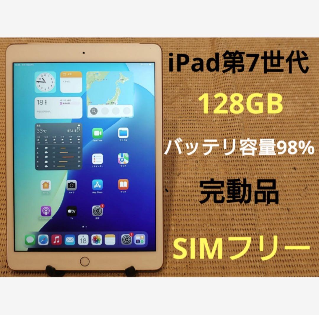 完動品SIMフリーiPad第7世代(A2198)本体128GB送料込KMDG0