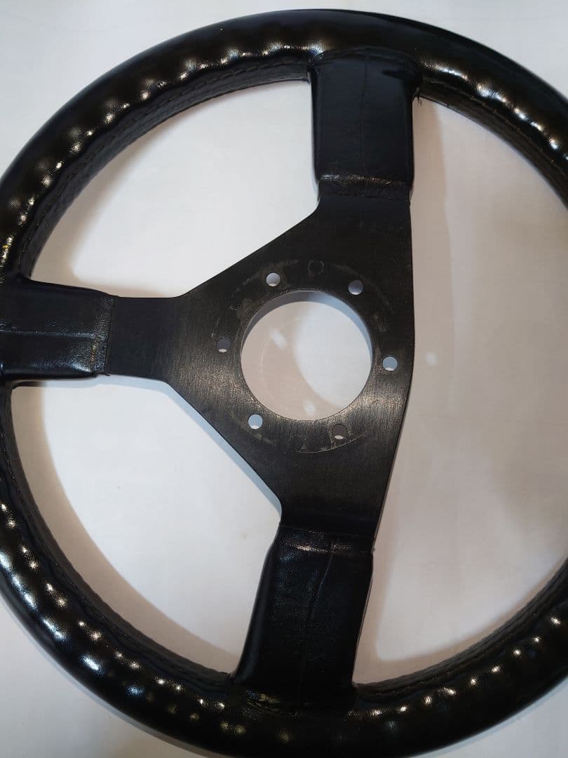 レザーステアリング　旧車　当時物 革ハンドル　昭和　レトロ