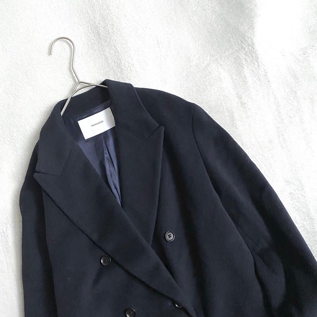 【美品✨】FRAMeWORK ライトビーバーダブルブレストジャケット　ネイビー