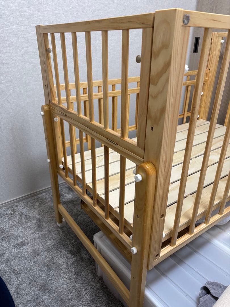 トールWオープンベビーベッド レギュラーサイズ　ベビーベッド 大和屋　ナチュラル