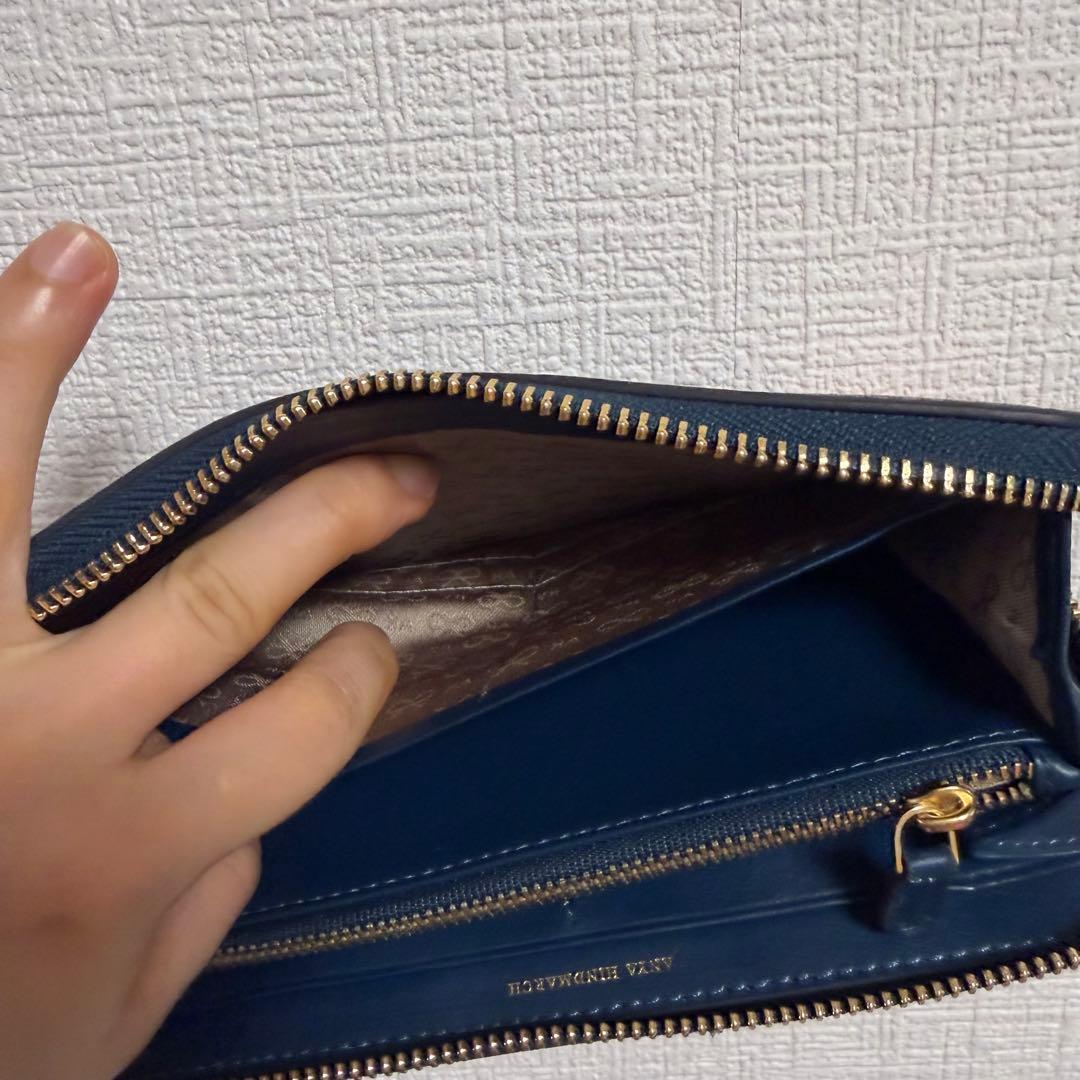 新品未使用　Anya Hindmarch 長財布 ネイビー 個性派虎デザイン