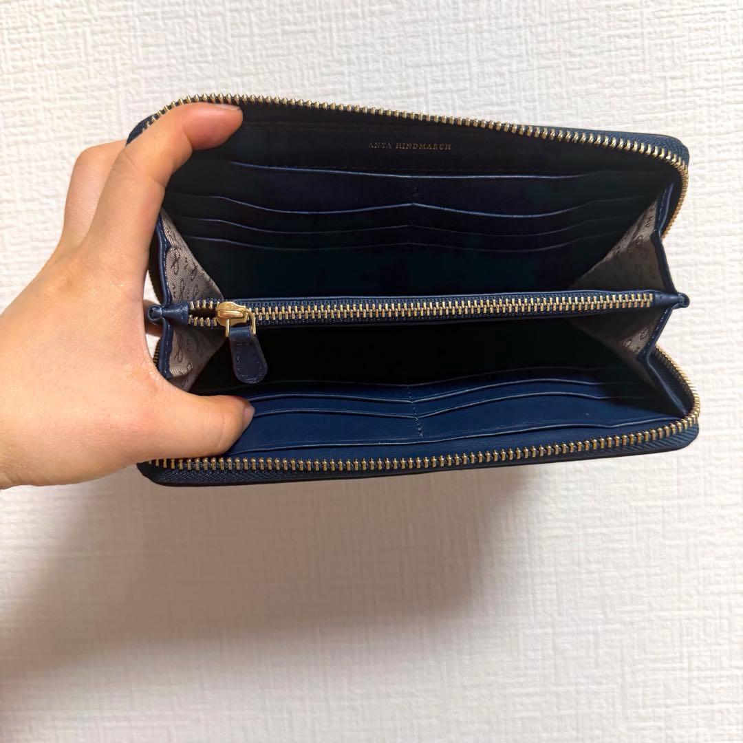 新品未使用　Anya Hindmarch 長財布 ネイビー 個性派虎デザイン