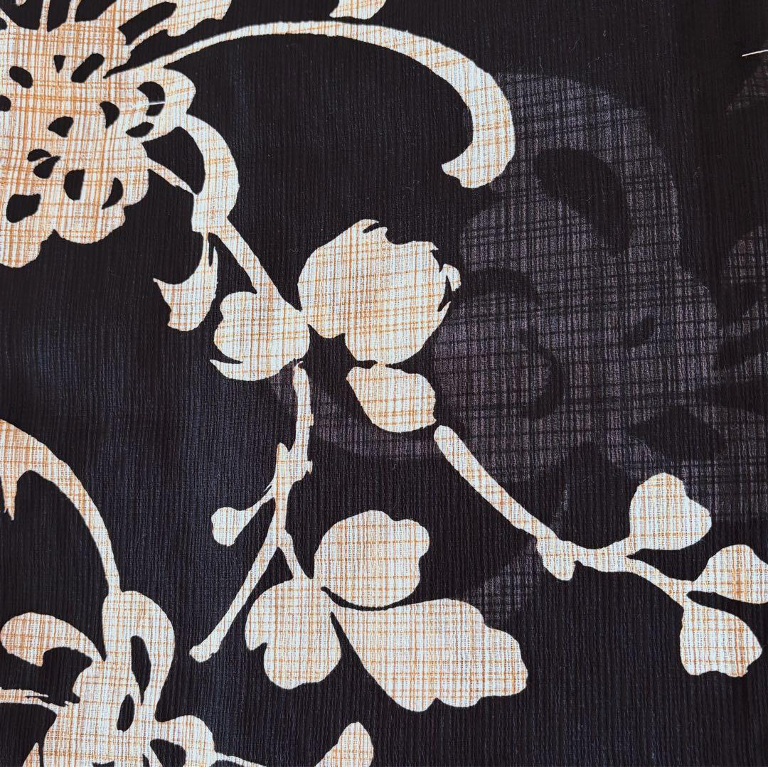 新品　高級綿麻　乱菊　生成り　黒　粋な古典柄　見えない縫製　お仕立て上がり　単品