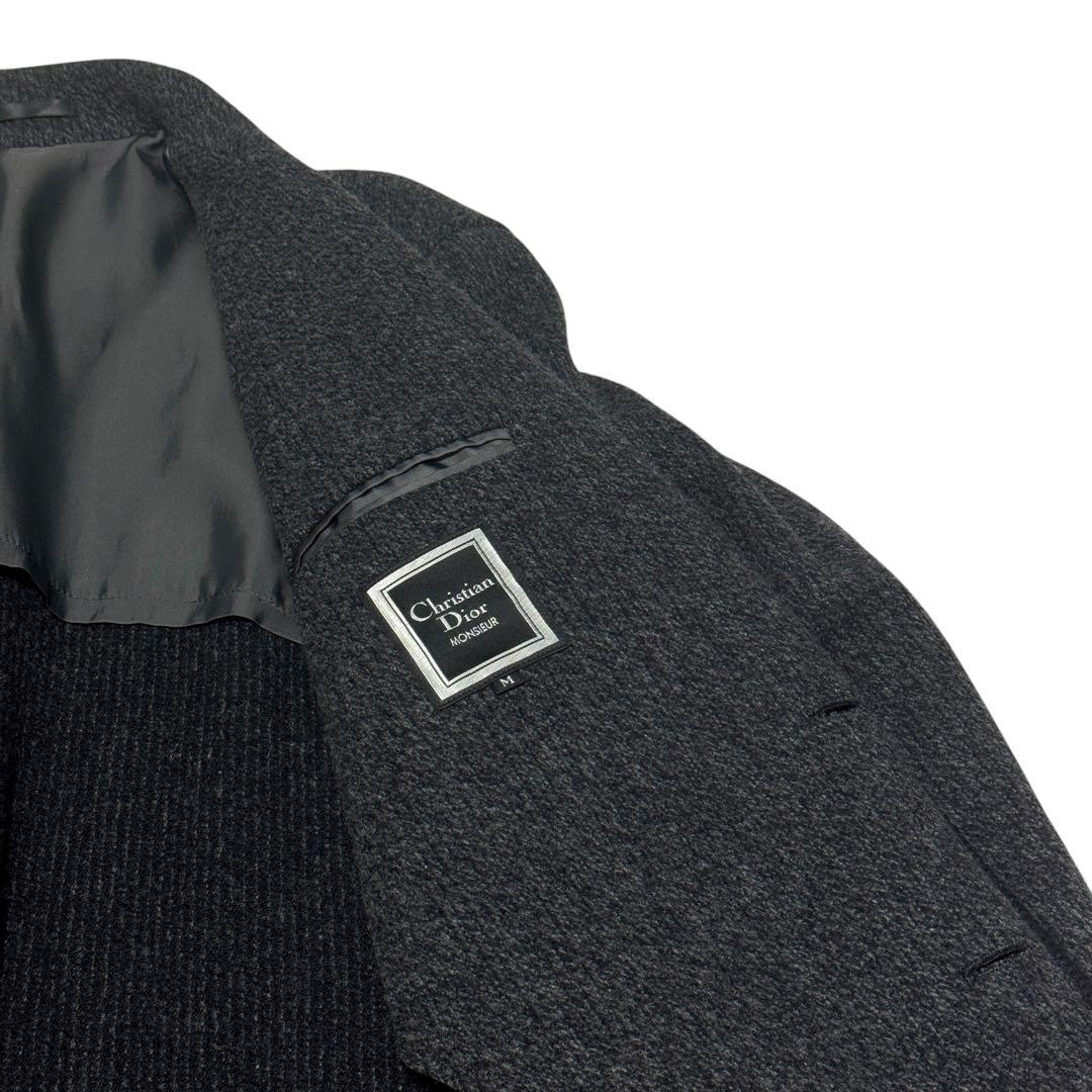 美品 Dior ニット　ウール　テーラードジャケット　バイカラー　くるみボタン