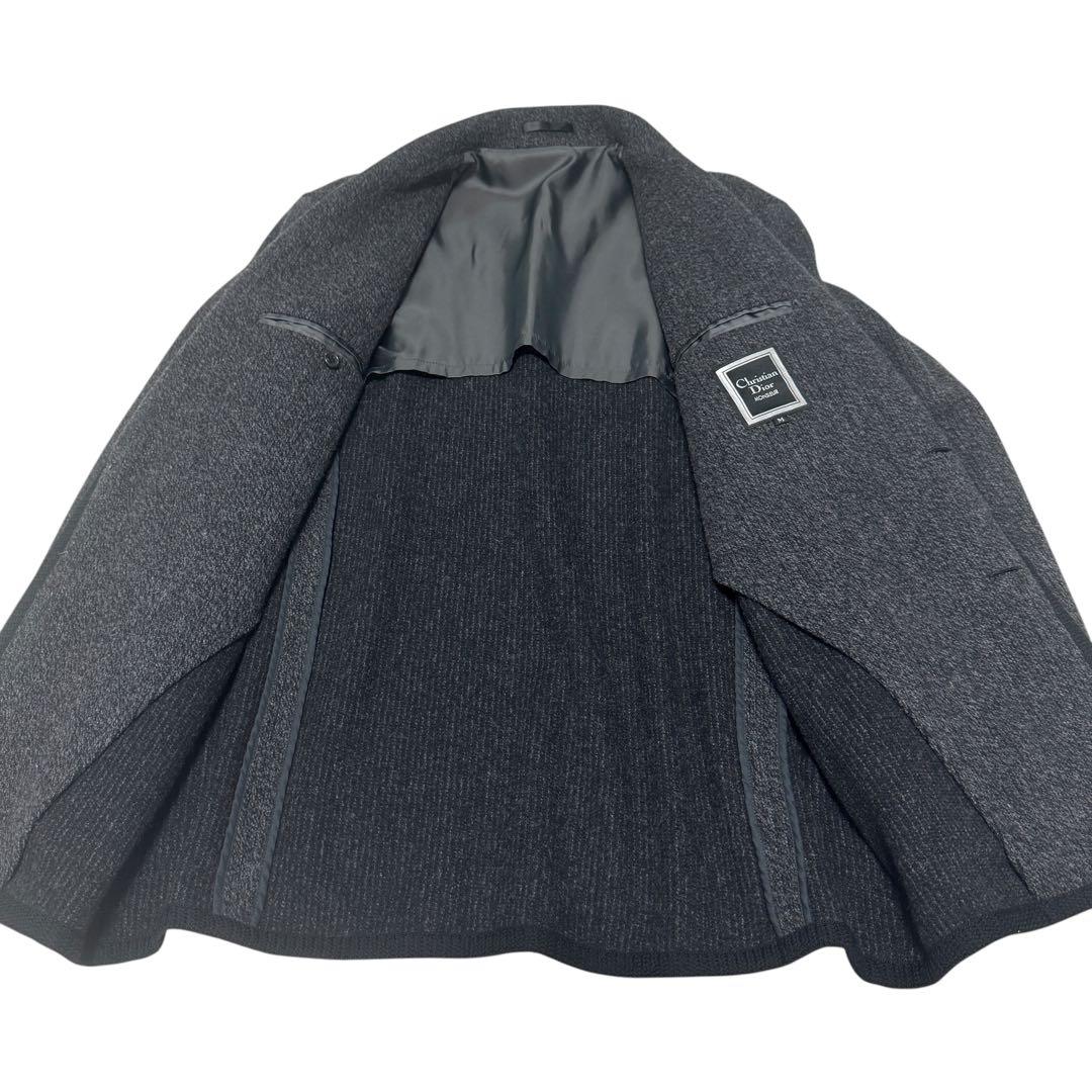 美品 Dior ニット　ウール　テーラードジャケット　バイカラー　くるみボタン