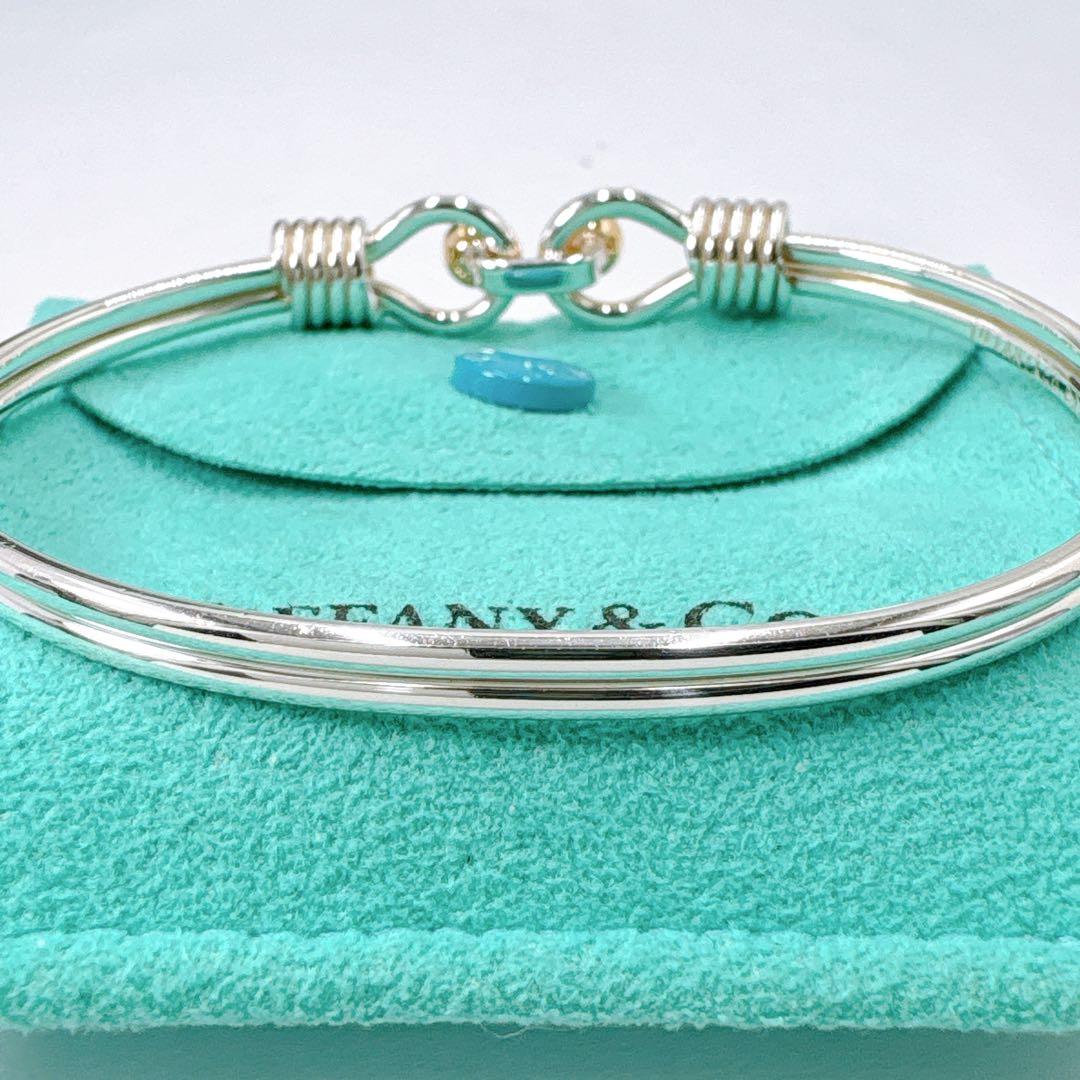 極美品 オールドティファニー ダブルアイ コンビ バングル シルバー k18