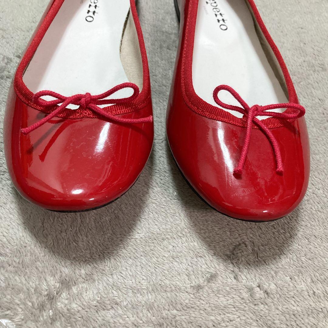 【美品】repetto レペット バレエシューズ サンドリオン エナメル レッド