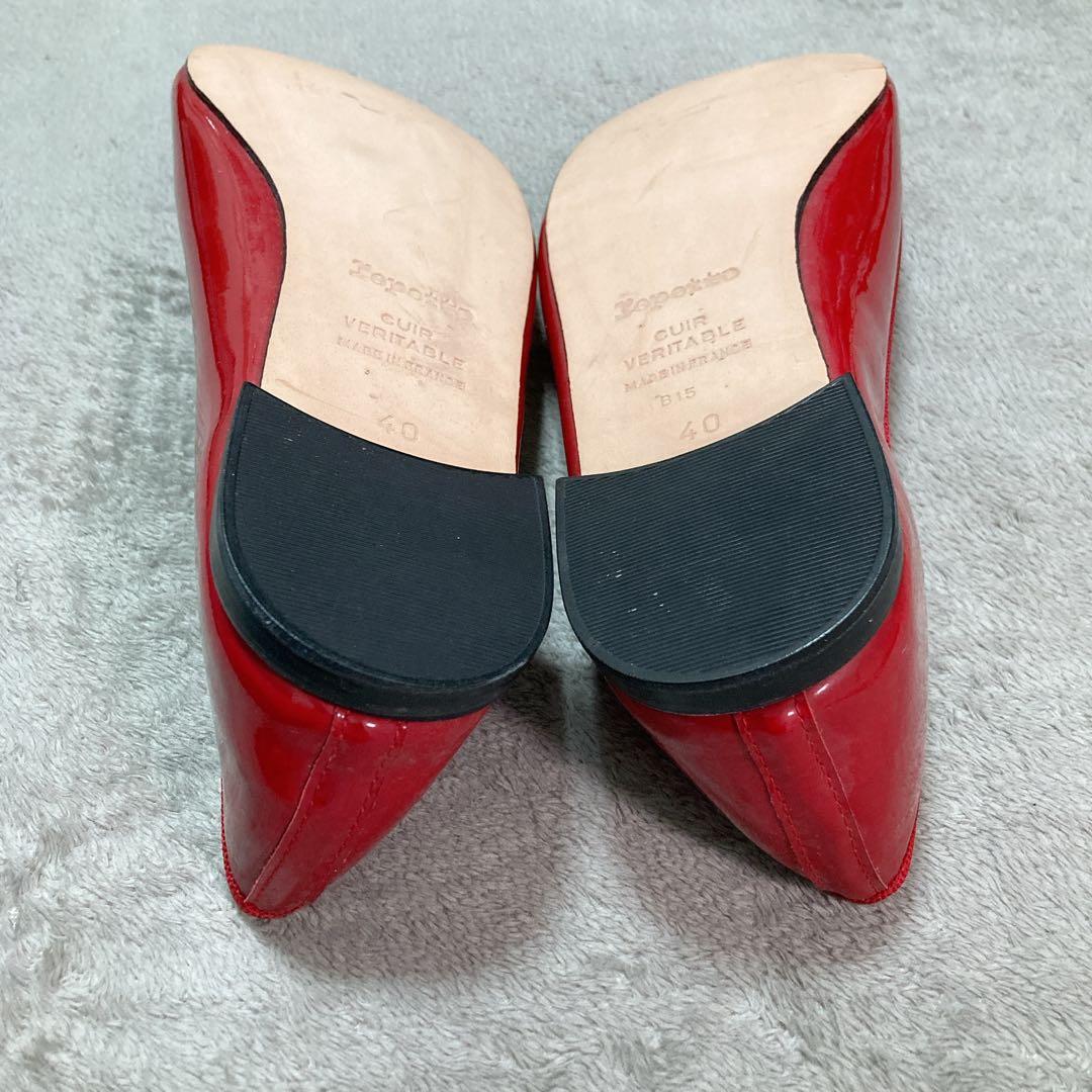 【美品】repetto レペット バレエシューズ サンドリオン エナメル レッド