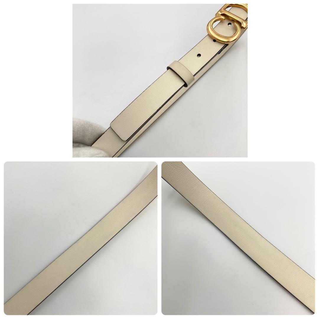 近年！極美品✨ ディオール Saddle ベルト 細身 レザー アイボリー CD