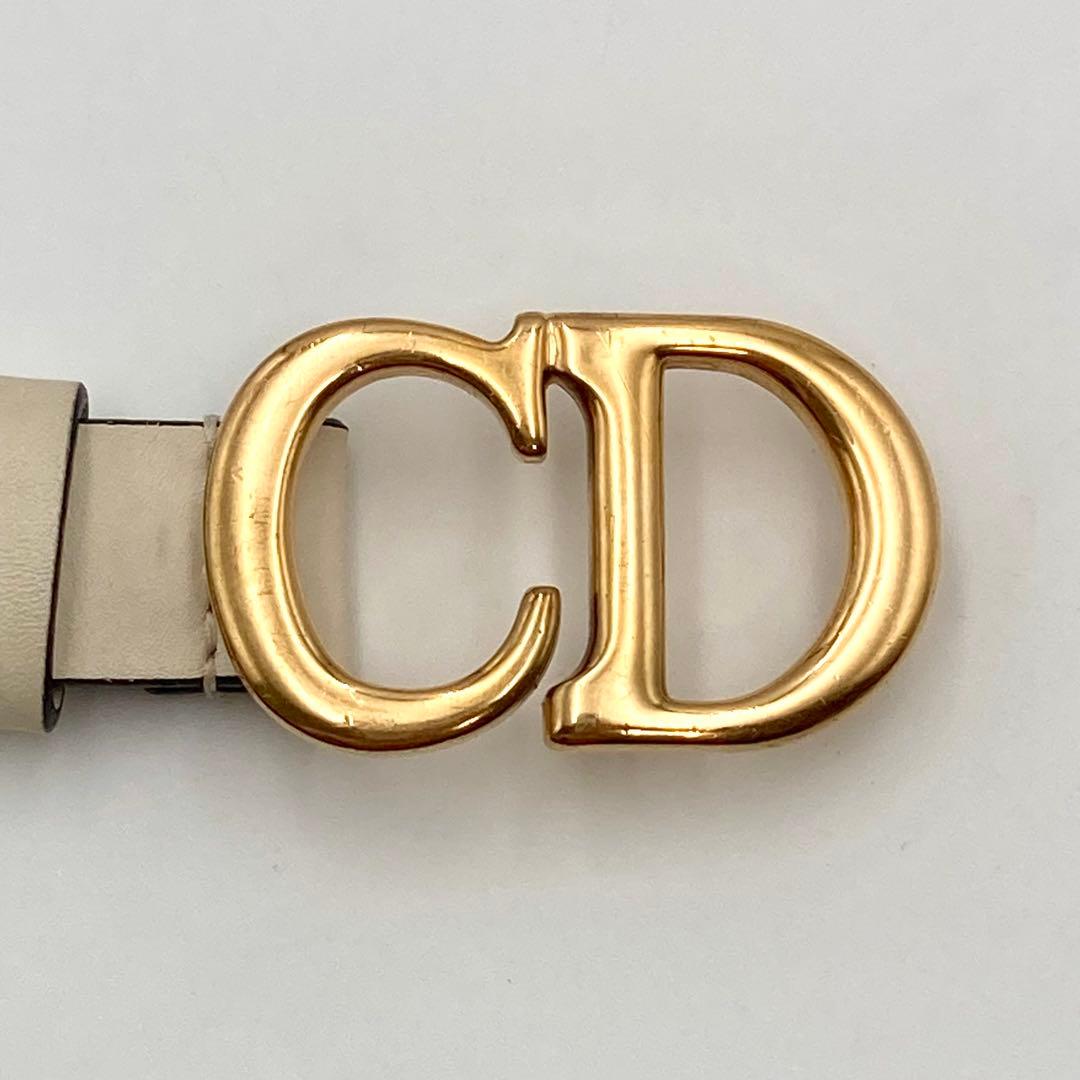 近年！極美品✨ ディオール Saddle ベルト 細身 レザー アイボリー CD