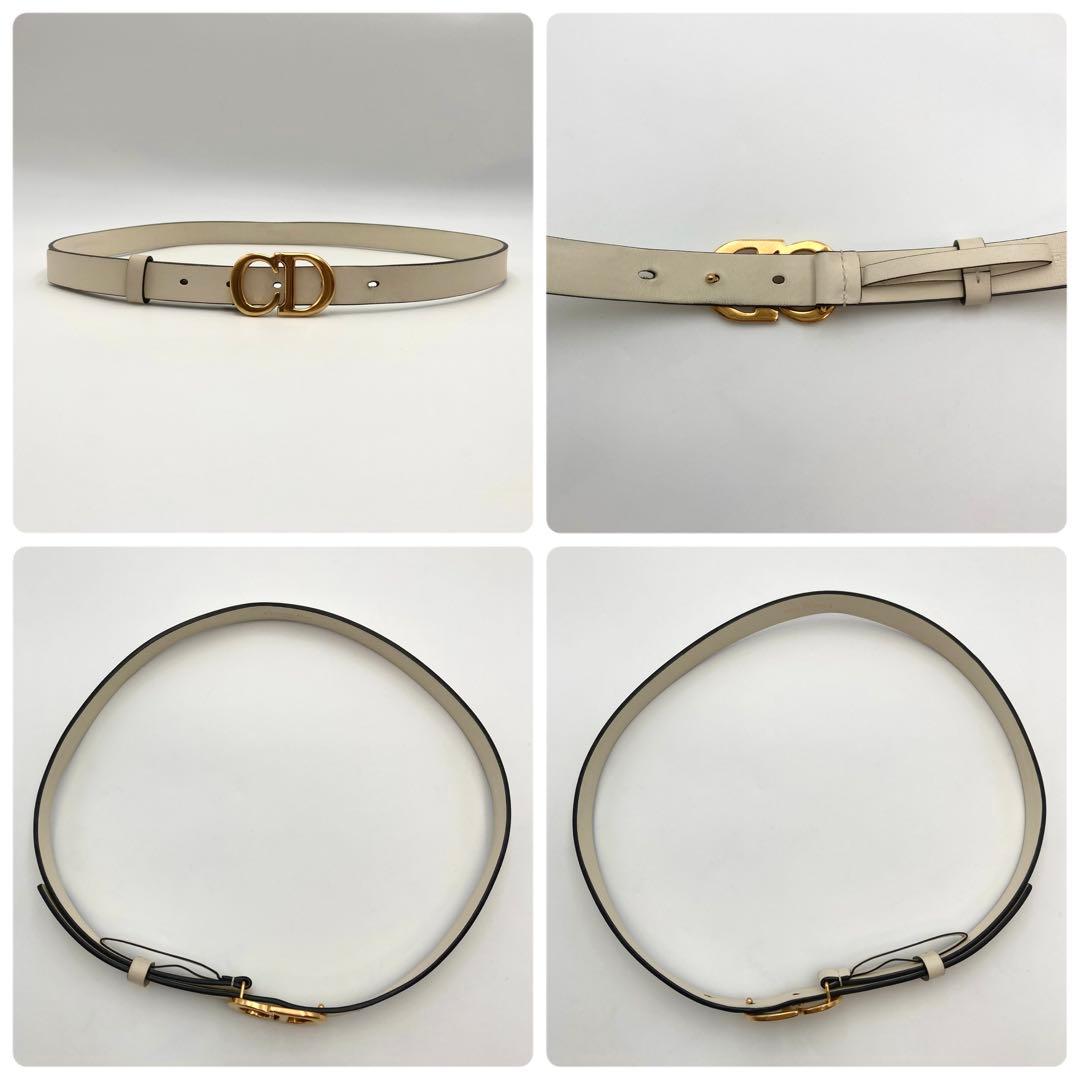 近年！極美品✨ ディオール Saddle ベルト 細身 レザー アイボリー CD