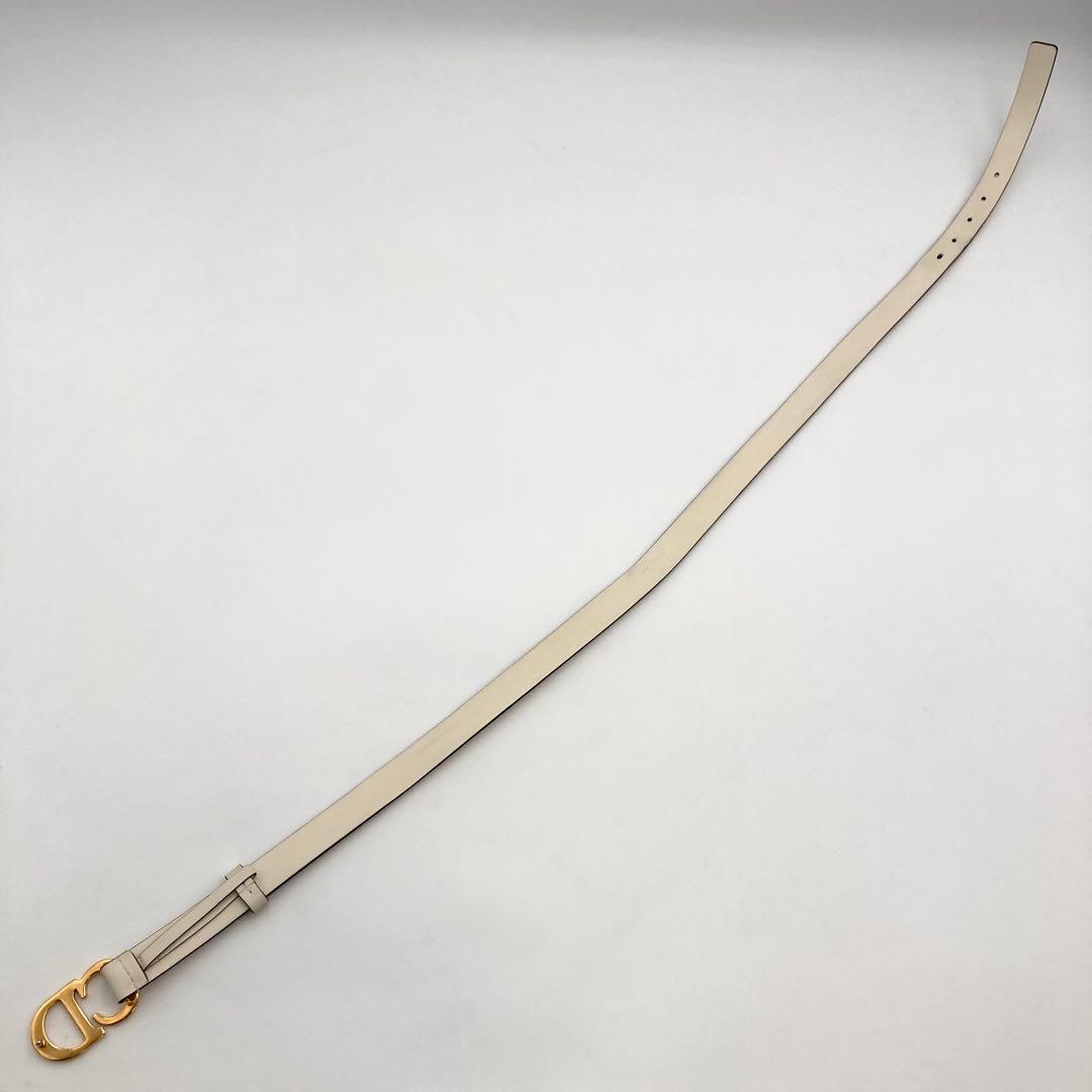 近年！極美品✨ ディオール Saddle ベルト 細身 レザー アイボリー CD